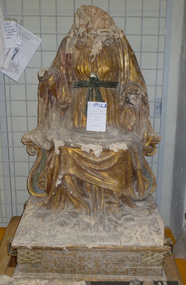 Madonna con Gesù Bambino in trono - dettaglio corpo - , Chiesa di Sant'Antonio, Frascaro - Art Bonus Umbria