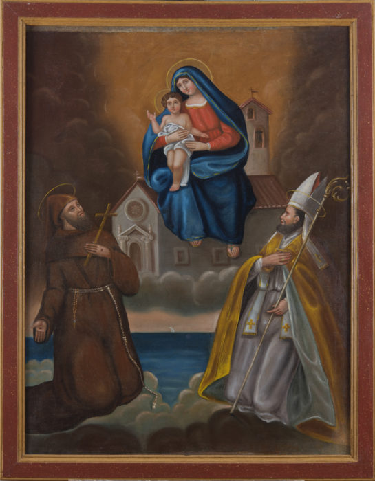 Gruppo-di-dipinti-su-tela-dal-Deposito-di-Cittaducale-Rieti Madonna con Bambino e Santi - fronte con cornice