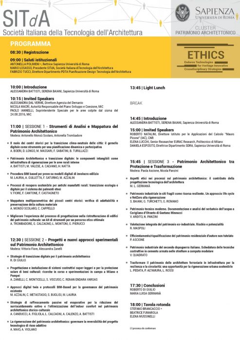 Endorse Technologies for Heritage Innovative Crossdisciplinary Strategies ETHICS - programma