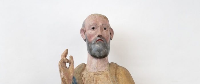 Norcia, Chiesa di San Marco: dettagli sull’imponente scultura lignea policroma del San Marco