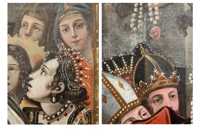 ART BONUS-per-il-terremoto-13-dipinti-su-tela-Marche-lotto-2-Madonna-del_Rosario-Chiesa-Santa Maria-Vallinfrate-Castel Sant'angelo sul Nera - dettaglio 2 restauro