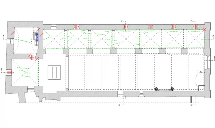 Chiese-FEC-San Francesco-Monteleone-di-spoleto-Pianta chiesa superiore quadro fessurativo