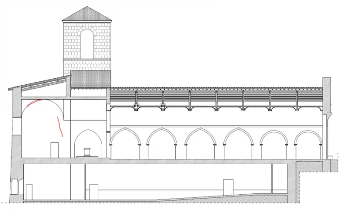 Chiese-FEC-San Francesco-Monteleone-di-spoleto-Sezione BB con quadro fessurativo